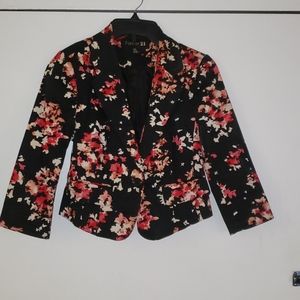 Floral black short blazer